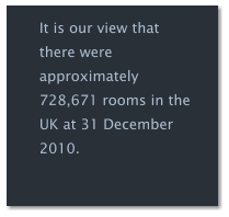 It is our view that there were approximately 728,671 rooms in the UK at 31 December 2010.